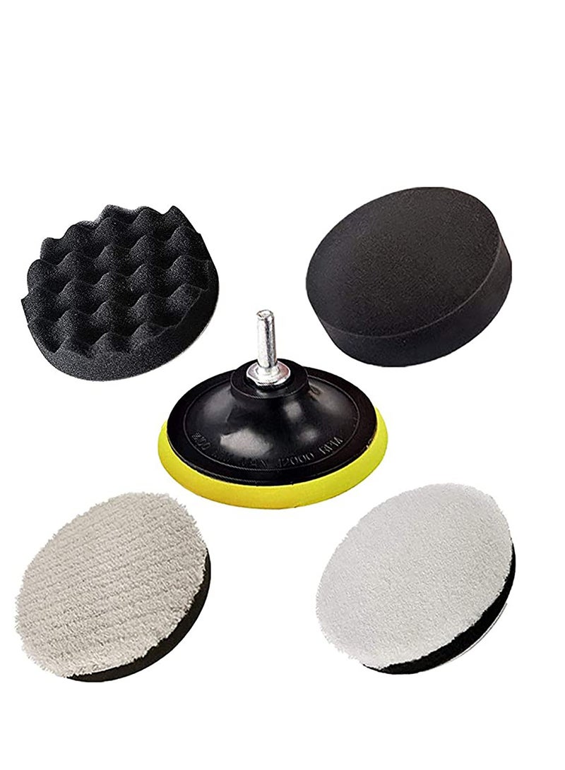 Generic Polishing Pads, Polishing Sponge Pad Car Polishers Wool Buffers Polishing Pads, Professional Car Polishers Set Kit with M14 Drill Adapter-125mm 5inch  - Image 1