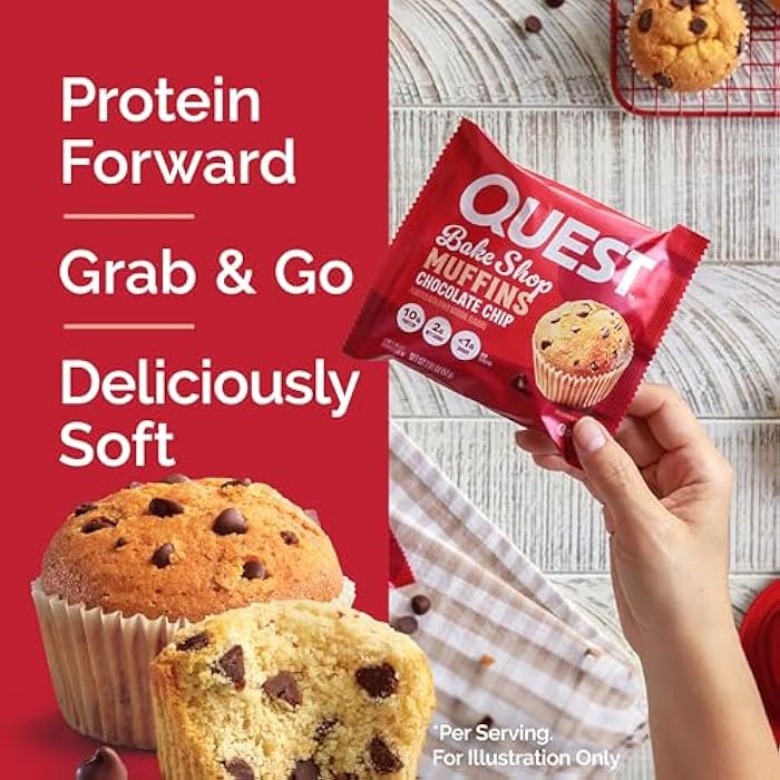 Quest Nutrition Chocolate Chip Muffin, 10g Protein, 2g Net Carb, Less than 1g Sugar, Protein Snack, 4 Count - Image 3
