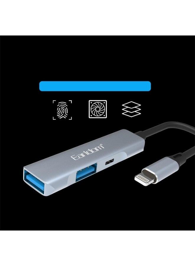 Earldom ET-HUB11 Lightning OTG Hub – 2 USB 2.0 Ports + 1 USB-C Port - Image 2