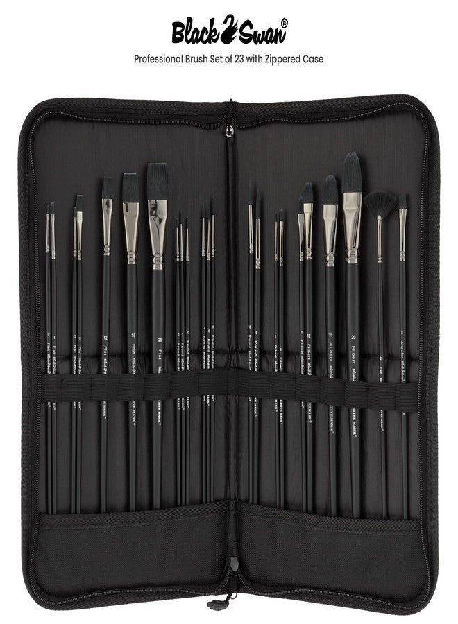 Creative Mark Black Swan Paint Brush Set Synthetic Red Sable Brushes for Acrylics, Oils, Glazings & Heavy Body Media - [Set of 23 Assorted Brushes w/Brush Easel Case] - Image 2