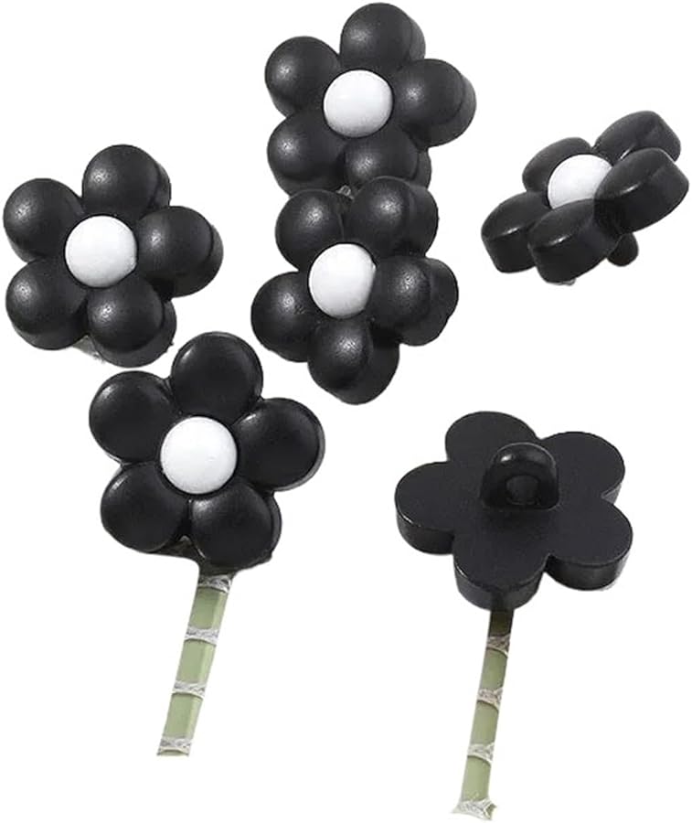 Black Hand Sewing Buttons 500Pcs Flower Buttons for DIY Clothes Sofa Decorations Crafts - Image 1