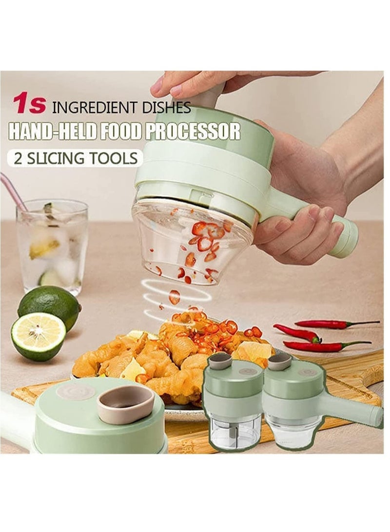 4 in 1 Portable Electric Vegetable Cutter Set,Gatling Vegetable Chopper Mini Wireless Food Processor,Garlic Chili Onion Celery Ginger Meat Garlic Chopper with Brush - Image 4