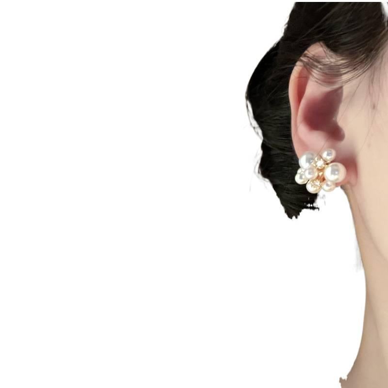 AD Silver Pearl Earrings with Rhinestone Detail and Lightweight Huggie Profile for Daily Wear and Elegant Styling - Image 3