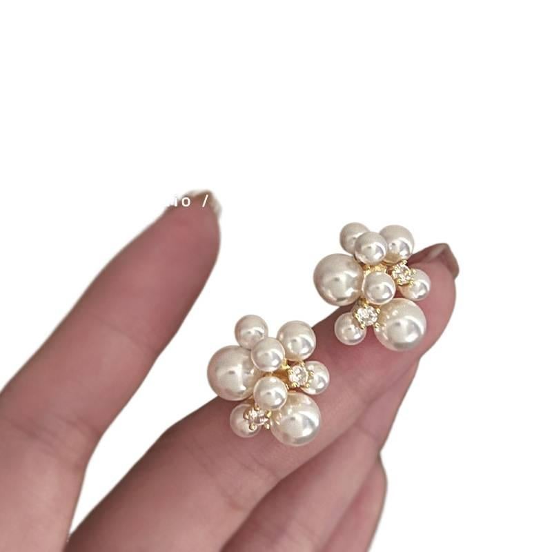 AD Silver Pearl Earrings with Rhinestone Detail and Lightweight Huggie Profile for Daily Wear and Elegant Styling - Image 2
