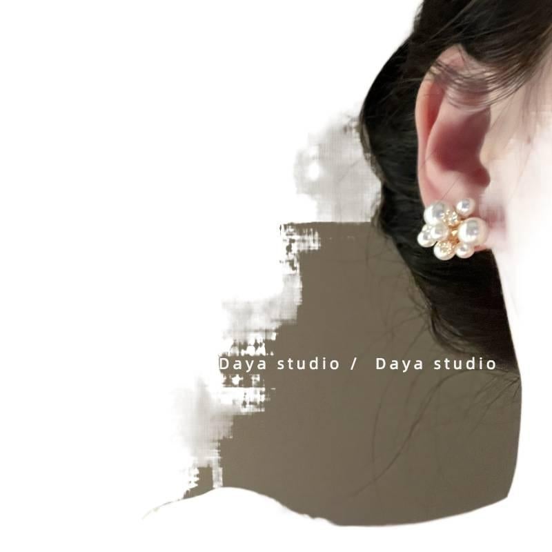 AD Silver Pearl Earrings with Rhinestone Detail and Lightweight Huggie Profile for Daily Wear and Elegant Styling - Image 4