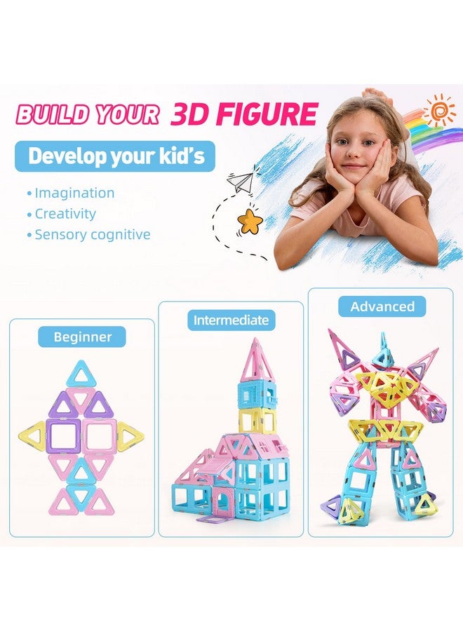Magblock Magnetic Building Blocks Set, Upgraded Magnetic Tiles Toys For 3 4 5 6 7 8+ Year Old Girls, 103Pcs Magnet Toys For Toddlers Boys And Girls 3-5 - Image 5