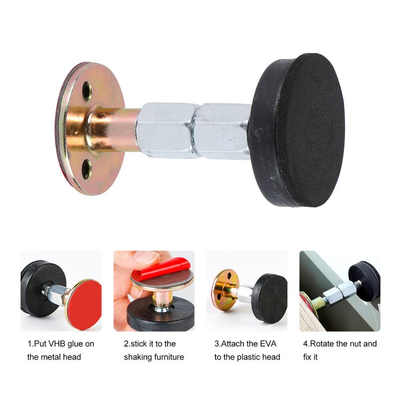 4pcs Metal Bedside Fixator Anti-sloshing Actuator Adjustable Wall Stabilizer Sturdy Anti- Tool for Home Bedroom (Adjustable 67-87mm) - Image 2