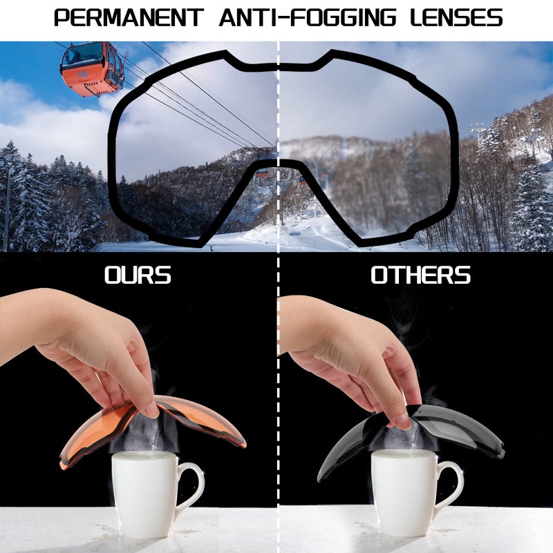 FEISEDY Ski Goggles, OTG Snow Sport Goggles for Adult Youth, Anti-Fog UV400 Protection Bendable Dual-Lenses B2961 - Image 5