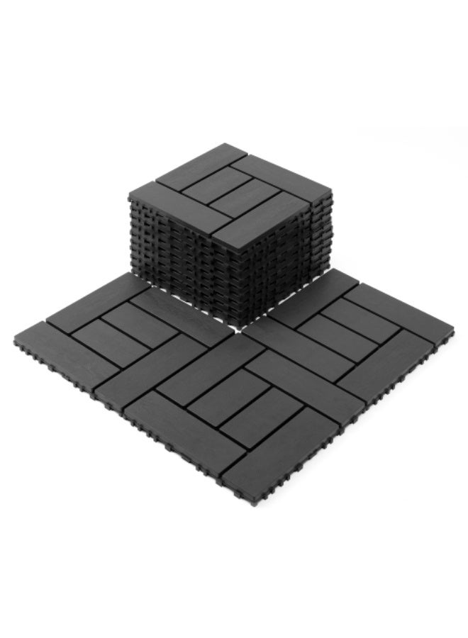 Plastic Interlocking Deck Tiles (44 PCS), 12x12 Inches Waterproof Outdoor Patio Flooring, Easy Snap Balcony Floor Tiles for Garden, Poolside, Backyard, Pathway, Indoor Use, Dark Grey - Image 1