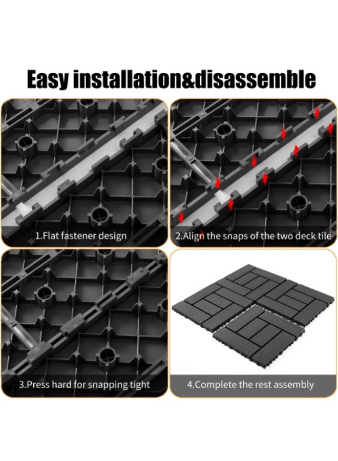 Plastic Interlocking Deck Tiles (44 PCS), 12x12 Inches Waterproof Outdoor Patio Flooring, Easy Snap Balcony Floor Tiles for Garden, Poolside, Backyard, Pathway, Indoor Use, Dark Grey - Image 5