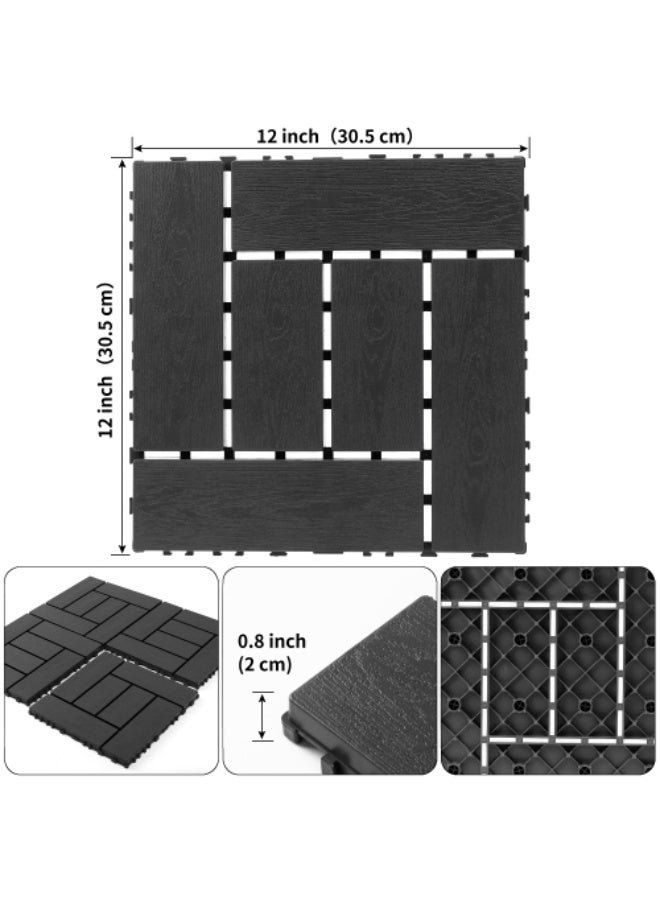 Plastic Interlocking Deck Tiles (44 PCS), 12x12 Inches Waterproof Outdoor Patio Flooring, Easy Snap Balcony Floor Tiles for Garden, Poolside, Backyard, Pathway, Indoor Use, Dark Grey - Image 2
