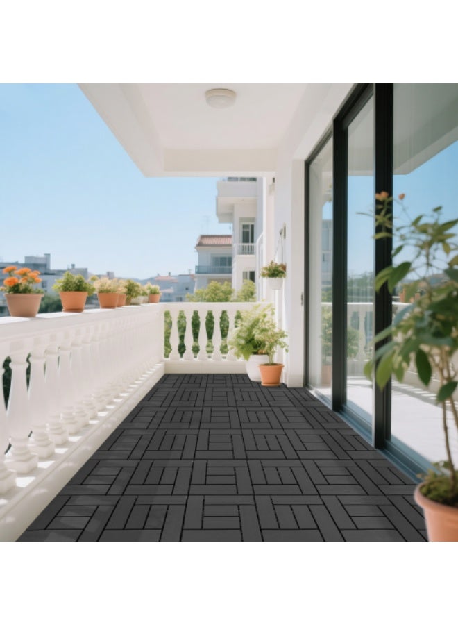 Plastic Interlocking Deck Tiles (44 PCS), 12x12 Inches Waterproof Outdoor Patio Flooring, Easy Snap Balcony Floor Tiles for Garden, Poolside, Backyard, Pathway, Indoor Use, Dark Grey - Image 3