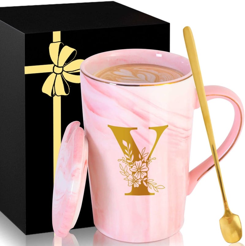 MNZZ Personalized Ceramic Coffee Mug with Lid Tea Cup Women Men Teacher Gifts Female Male Best New Appreciation Thank you Favorite Good Goodbye Retirement Friends Social Student Bestie,Y - Image 1