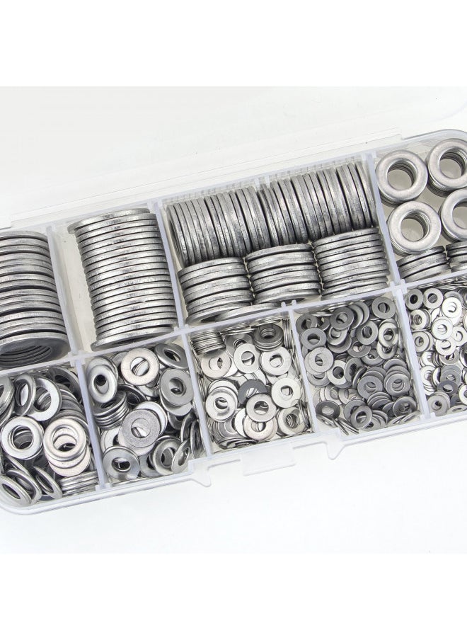 Sutemribor Sutemribor 304 Stainless Steel Flat Washers Set 580 Pieces, 9 Sizes - M2 M2.5 M3 M4 M5 M6 M8 M10 M12  - Image 3