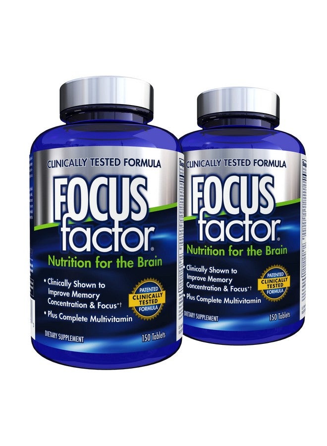 Focus Factor Nutrition for The Brain, Improved Memory & Concentration Brain Supplement, Complete Multivitamin with Vitamins B6, B12, D, Bacopa Monnieri & Tyrosine, 150 Count (Pack of 2) - Image 1