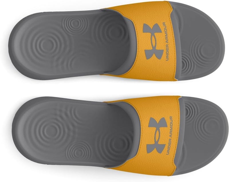 UNDER ARMOUR صندل أندر أرمور للرجال Ignite Select Slide - رمادي تيترا/برتقالي أرضي - Image 4