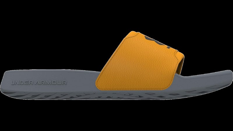UNDER ARMOUR صندل أندر أرمور للرجال Ignite Select Slide - رمادي تيترا/برتقالي أرضي - Image 5