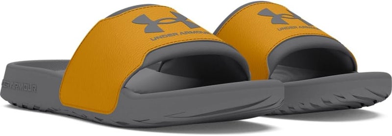 UNDER ARMOUR صندل أندر أرمور للرجال Ignite Select Slide - رمادي تيترا/برتقالي أرضي - Image 2