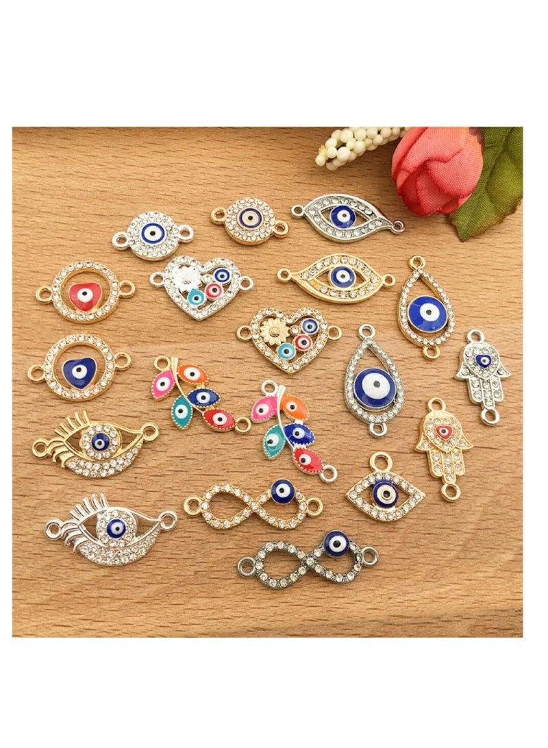 SYOSI 22pcs Alloy Enamel Evil Eye Connector Charms Diamond Evil Eye Beads Charms for Jewelry Necklace Bracelet Making (HK630) - Image 2