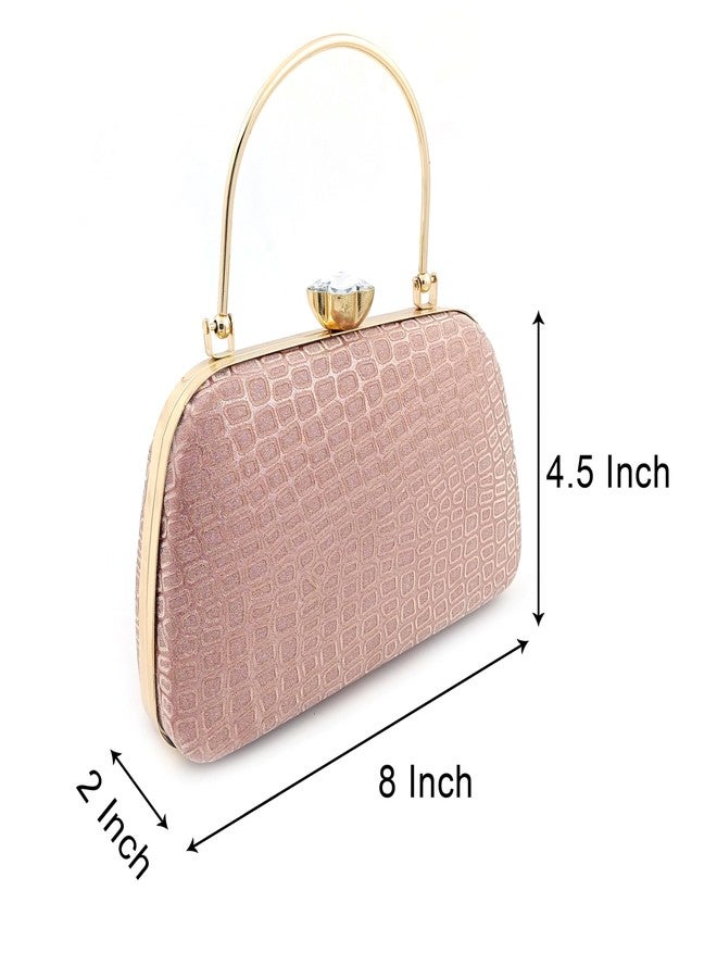 Zaib Bridal Partyware Clutch for Women - Elegant Satin Evening Purse, Wedding & Bridesmaid Clutch Bag, Formal Party Handbag, Cocktail Purse with Detachable Chain Strap for Weddings (Pink- 57No) - Image 2