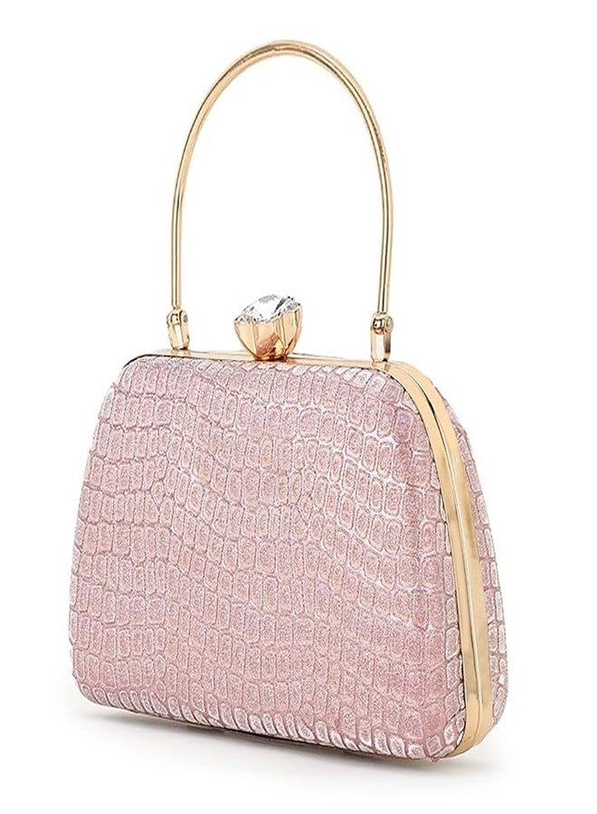 Zaib Bridal Partyware Clutch for Women - Elegant Satin Evening Purse, Wedding & Bridesmaid Clutch Bag, Formal Party Handbag, Cocktail Purse with Detachable Chain Strap for Weddings (Pink- 57No) - Image 1