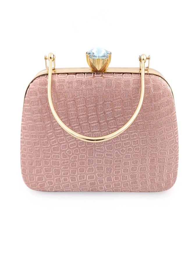 Zaib Bridal Partyware Clutch for Women - Elegant Satin Evening Purse, Wedding & Bridesmaid Clutch Bag, Formal Party Handbag, Cocktail Purse with Detachable Chain Strap for Weddings (Pink- 57No) - Image 5