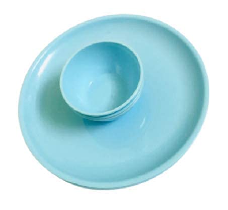 Everbuy® Microwave Safe and Standard Set with Serving Dish Unbreakable Round Full 3 Plates with 6 Bowl (Ocean Blue) - Image 3