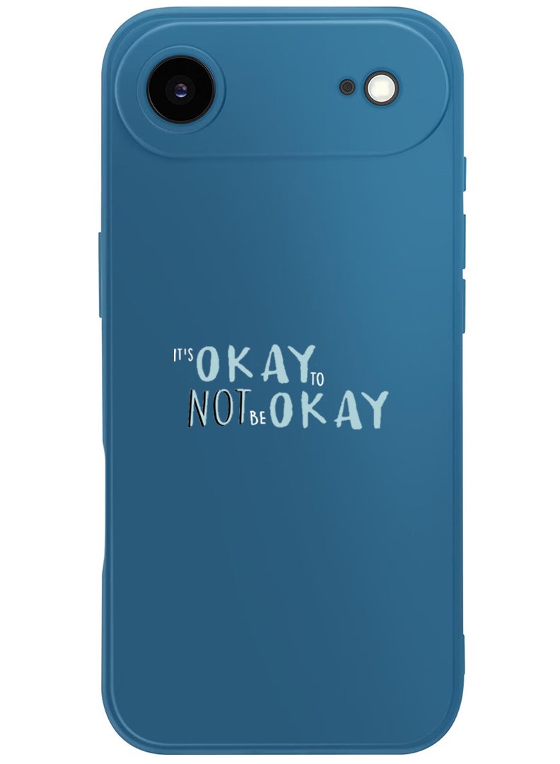 Theodor Protective Slim Fit Case Liquid Silicone Cover with Full Body Protection Anti-Scratch Shockproof Case For Apple iPhone 17 Air (Blue) Its okay to be not okay - White - Image 1