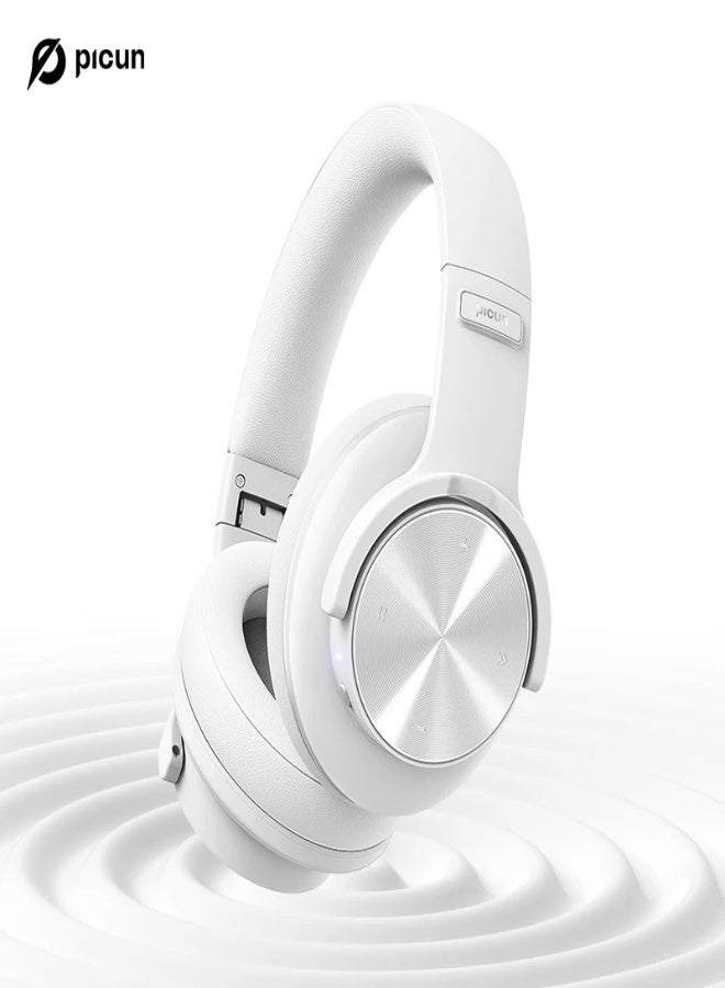 Picun B8 Wireless Bluetooth Headphones Over-Ear – 120H Playtime, 40mm HiFi Drivers, 3 EQ Modes, Bluetooth 5.3, Low Latency, Foldable Design, Built-in Mic, Hands-Free Calls , White - Image 1