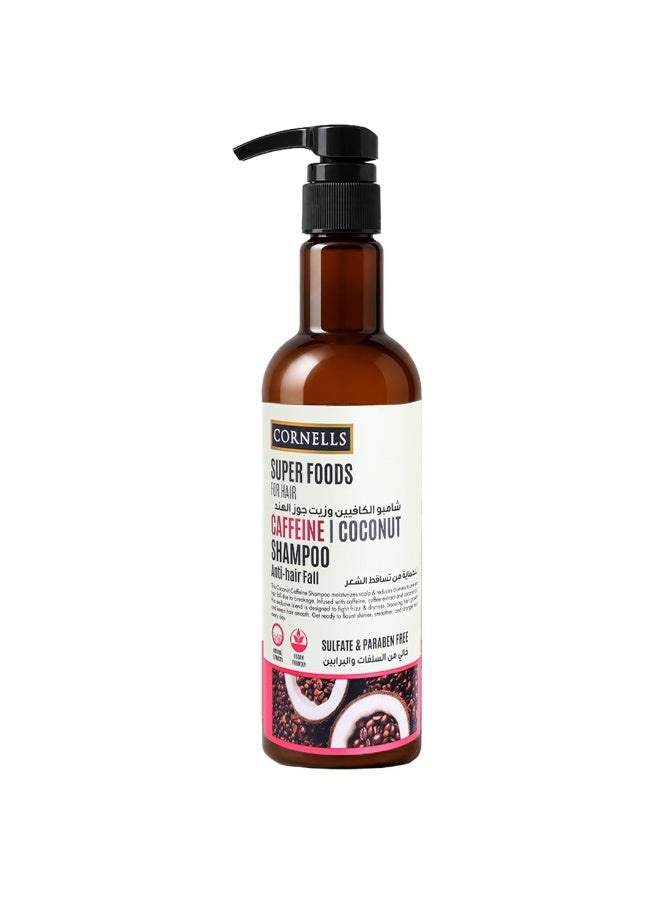 CORNELLS Super Foods For Hair Caffeine Coconut Shampoo Anti Hair Fall Sulfate And Paraben Free 500ml - Image 1