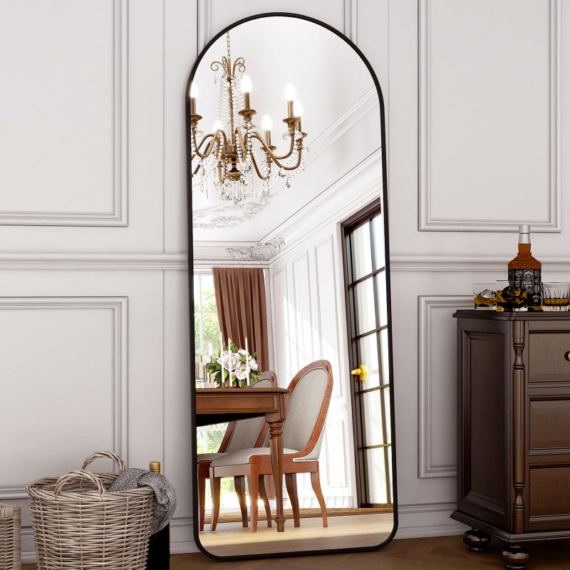 HARRITPURE 64"x21" Arched Full Length Mirror Floor Mirrors with Aluminum Alloy Frame Free-Standing Wall Mounted or Leaning Large Bedroom Dressing Mirror Modern & Contemporary Decor for Home,Black - Image 5
