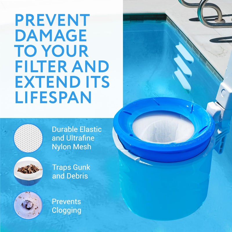 IMPRESA Pool Skimmer Socks - Compatible with Hayward, Pentair & Intex - 20-Pack - Filter Saver Socks - Fits Inground & Above Ground Pool Skimmers - Image 2