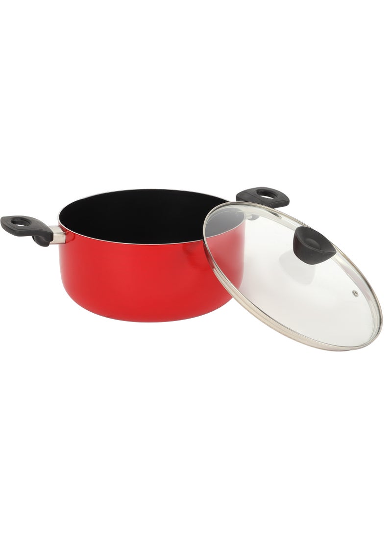 DELCASA - 7 piece Non Stick Cookware Set DC3376 Tempered Glass Lids, Bakelite Knobs, and CD Bottom Includes Casserole, Wokpan, Fry Pan, and 2 Nylon Tools - Image 1