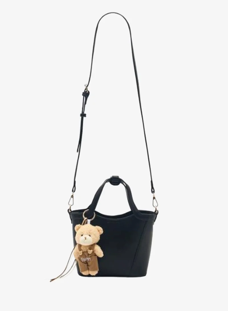 Sasha Sasha Teddy Bear Charm Tote Bag with Detachable Strap