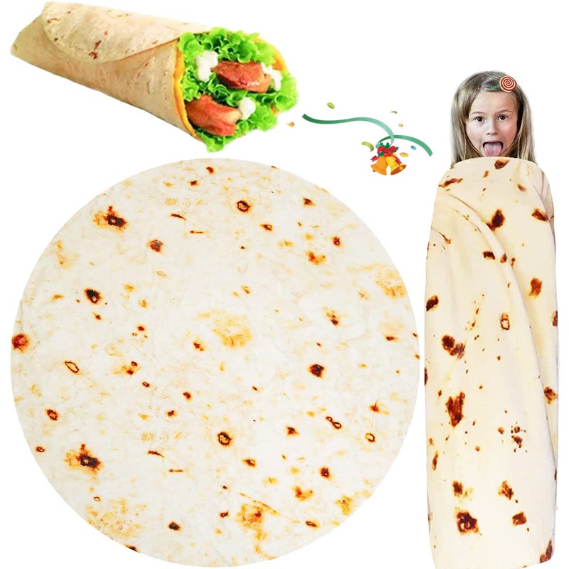 SILUI Tortilla Burrito Blanket White Elephant Gifts for Kids Useful Baby Stuff Funny Novelty Food Throw Newborn Toddler Swaddle Blankets Soft Flannel Taco Wrap Blanket41 Inches