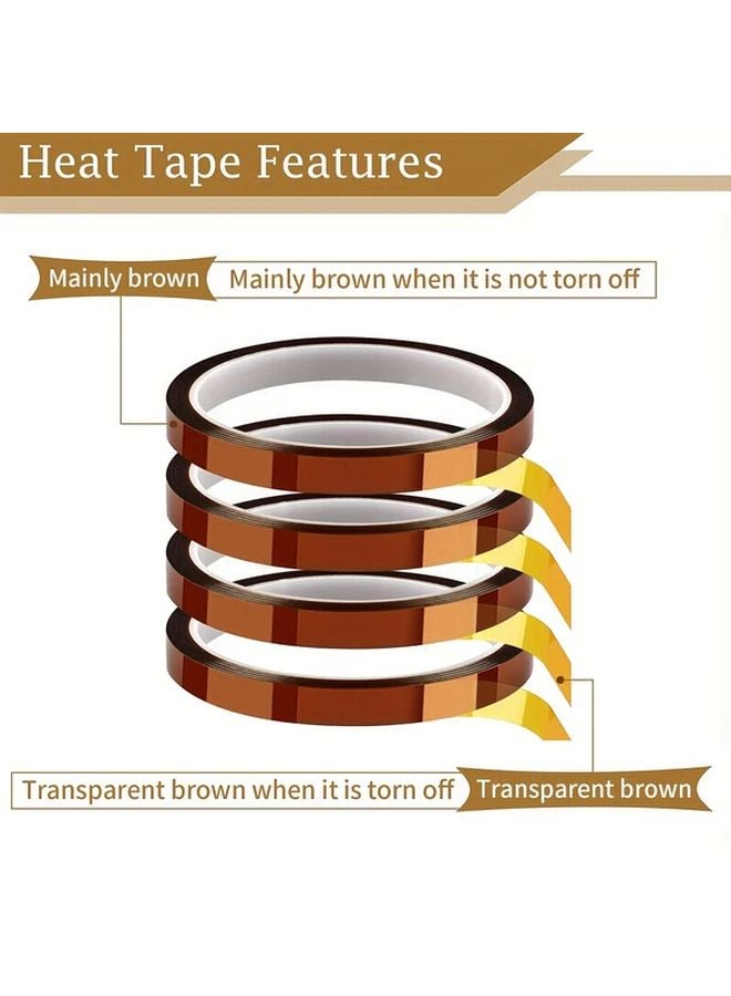 4 Rolls 10mm x 33m High Temperature Heat Resistant Adhesive Tape For Sublimation Heat Press - Image 1