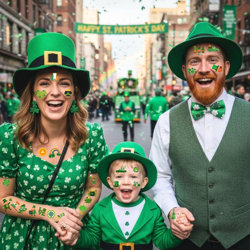 Backtopeia 160PCS St Patricks Temporary Tattoos Stickers | St Patricks Party Favors Decorations Irish Holiday Green Clover Rainbow Shamrock Party Supplies Craft Gift Idea For Kids Boy Girl Teen Adult-8sheets - Image 3