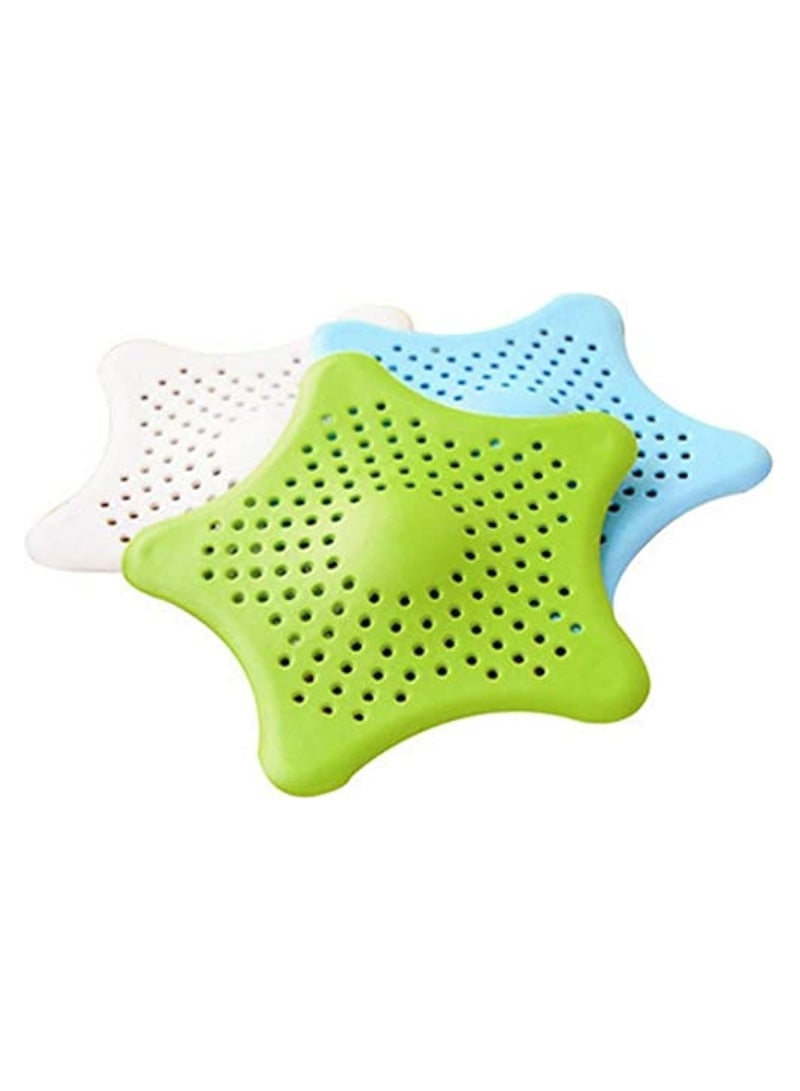 غطاء مصفاة حوض سيليكون لمنع انسداد البوطسي والحوض – مصفاة مرنة للحمام والمطبخ لحجز الشعر وبقايا الطعام – تصميم نجمة – قطعة واحدة – ألوان متعددة - Image 1