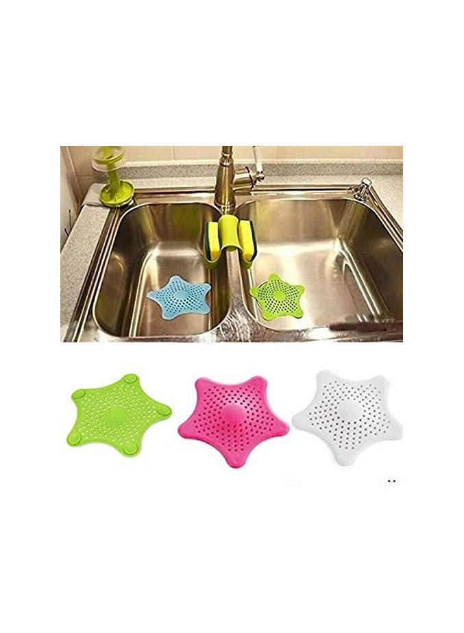 غطاء مصفاة حوض سيليكون لمنع انسداد البوطسي والحوض – مصفاة مرنة للحمام والمطبخ لحجز الشعر وبقايا الطعام – تصميم نجمة – قطعة واحدة – ألوان متعددة - Image 2