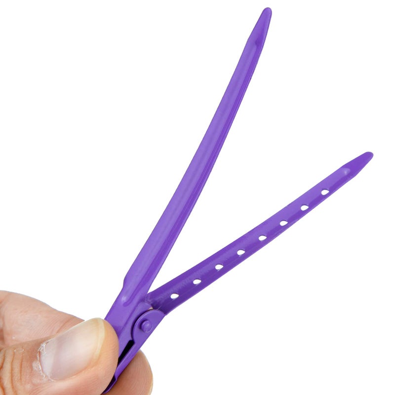 Bantoye 24 Packs Duck Bill Clips, Bantoye 3.35 Inches Rustproof Metal Alligator Curl Clips with Holes for Hair Styling, Hair Coloring, Purple - Image 3