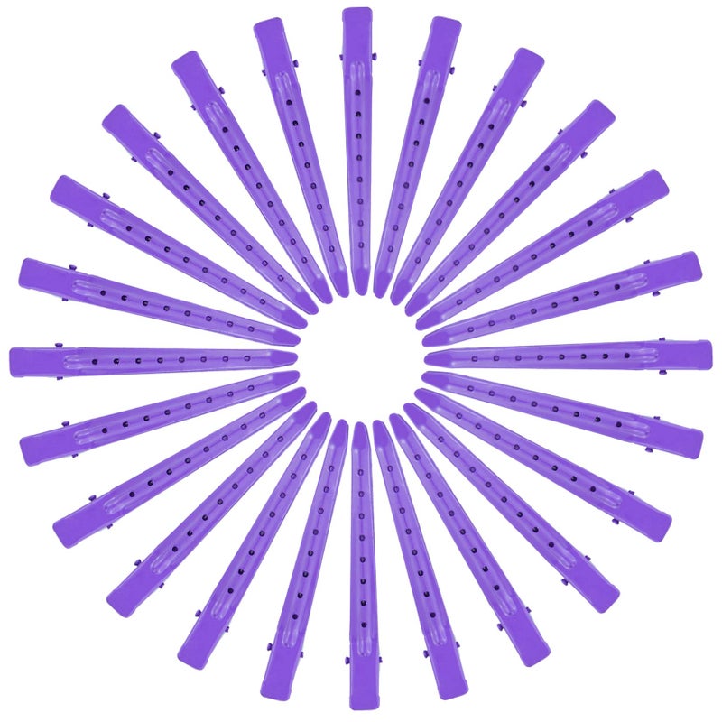 Bantoye 24 Packs Duck Bill Clips, Bantoye 3.35 Inches Rustproof Metal Alligator Curl Clips with Holes for Hair Styling, Hair Coloring, Purple - Image 4