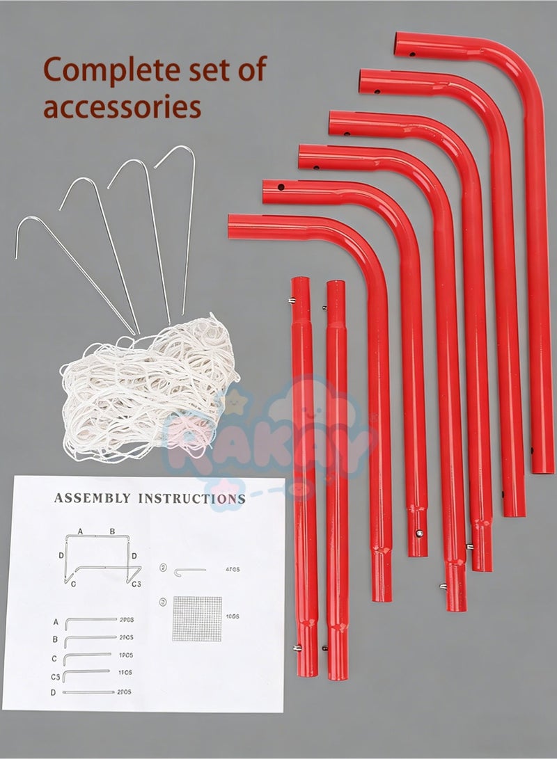 RAKAY Portable Soccer Goal with Net 76 x 56x 45 cm,Football Goal with a Single Net  Goal Meatel Post,Red Frame, Includes Ground Pegs - Image 4