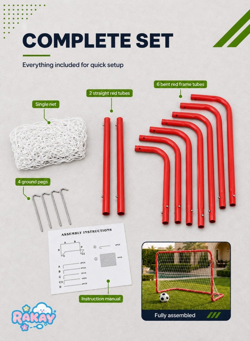 RAKAY Portable Soccer Goal with Net 76 x 56x 45 cm,Football Goal with a Single Net  Goal Meatel Post,Red Frame, Includes Ground Pegs - Image 5