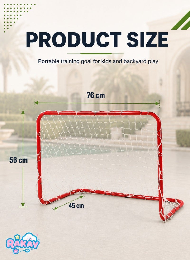 RAKAY Portable Soccer Goal with Net 76 x 56x 45 cm,Football Goal with a Single Net  Goal Meatel Post,Red Frame, Includes Ground Pegs - Image 2