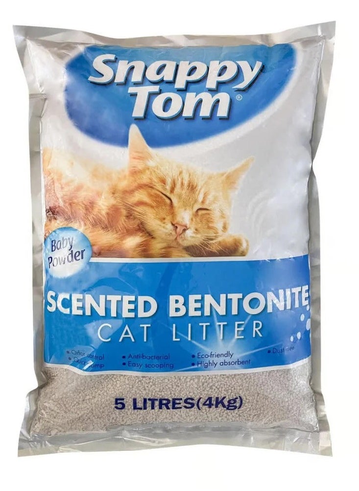 Snappy Tom Cat Litter Baby Powder Scented Bentonite 4 Kg  - Image 1