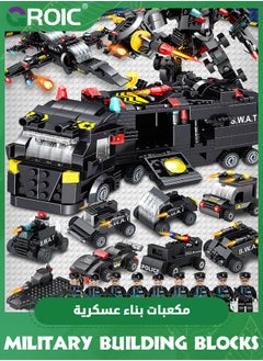 GROIC 8 IN 3 City Police Station Building Kit,Police SWAT Mobile Command Center Truck Toy Building Set,with Police Station Toy, Police Car Toy, Helicopter Toy,Fun Roleplay Police Toys  - Image 4