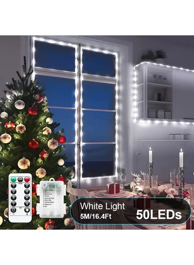 White 50 LED 196.85 Inch Outdoor Battery Powered Rope Light 8 Color Changing Modes - Image 1