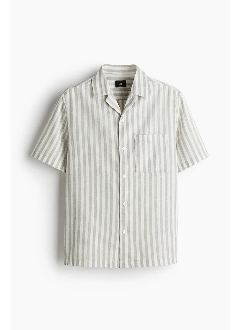 اتش اند ام Regular Fit Short-sleeved linen-blend shirt