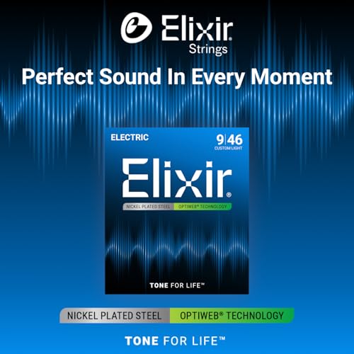 Elixir Strings 19027 Coated Nickel Electric Guitar Strings, Custom Light (.009-.046) - Image 2