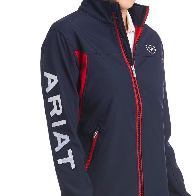 ARIAT New Team Softshell Jacket â€“ Womenâ€™s Wind and Water Resistant Jacket Navy/Red - Image 5